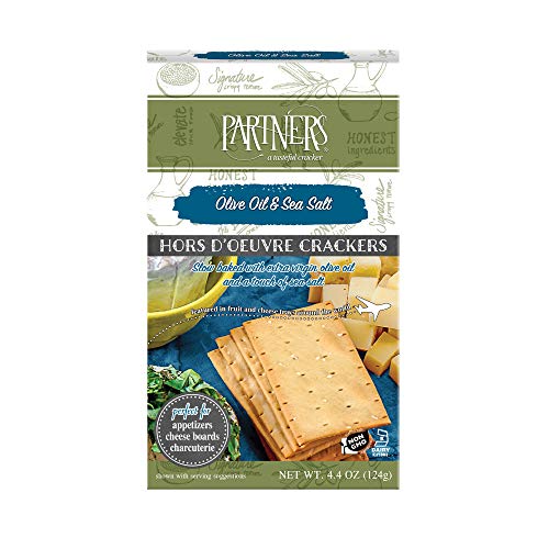 Partners Artisan Hors D'Oeuvre Crackers, Olive Oil & Sea Salt, 4.9 Ounce (Pack of 6)
