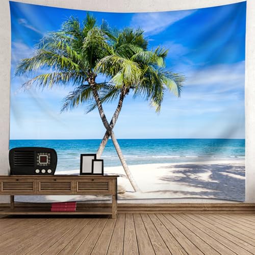 Tapisserie decoration murale 260x240CM tenture paysage cocotiers plage pour chambre