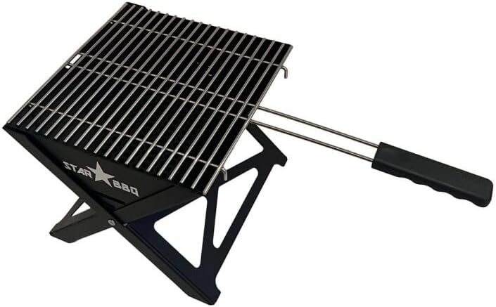 STARBBQ Folding A-Frame Charcoal Grill |Portable Camper BBQ, Heavy Duty Steel Travel Grill for Camping, Tailgating & Beach with Stainless Steel Grate