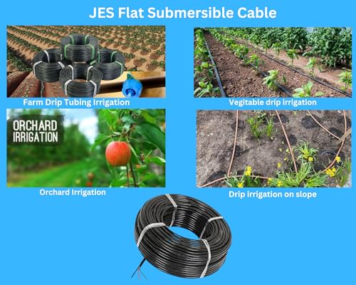 Image of 3 Core Flat Submersible Copper Cable 2.5 Sq Mm 100 Meter 1100 Volt Black Electrical Wire for Borewell Water Pump Motor Installation Agricultural Irrigation Residential Commercial Power Transmission