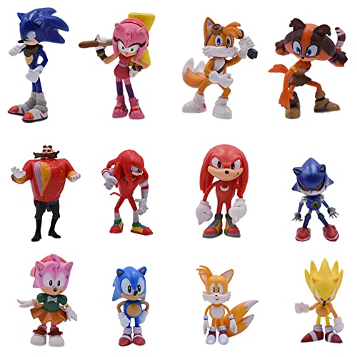 12-Pack Sonic The Hedgehog Action Figures â Premium Non-BPA Plastic Sonic Party Favors Cake Toppers for Boys and Girls â Versatile Sonic Toy Ideal for Collectors, Decorations
