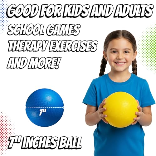 image for Playbolt 7-inch Dodgeballs For Kids & Adults (6 Pack) - Rubber Kickbal
