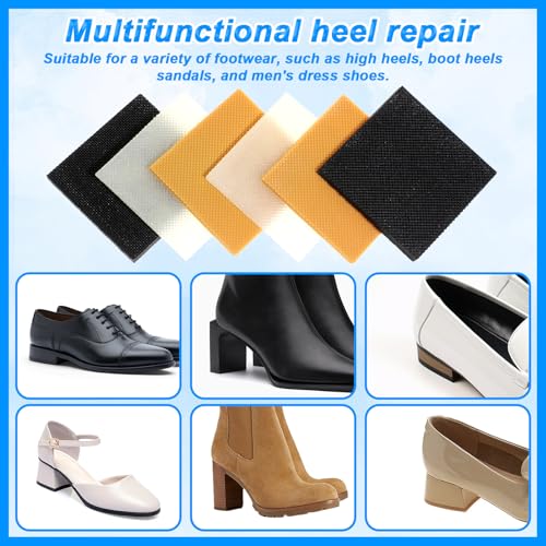 Image of ElevateTech 6 Pcs High Heel Patch, Rubber Non-Slip Sole Protectors High Heels Shoe Grips Repair Stickers Replacement Kit Square Shoe Repair Pad Accessories for Women