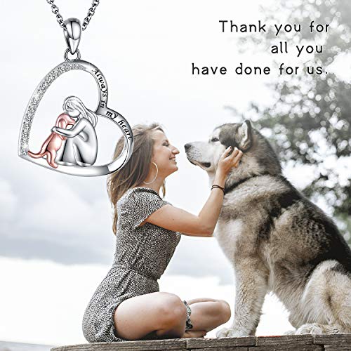Apotie Sterling Silver Dog Necklace For Her - Always In My Heart Pendant Puppy Mother Day Jewelry Gift For Mom Dog Lover  thumb #3