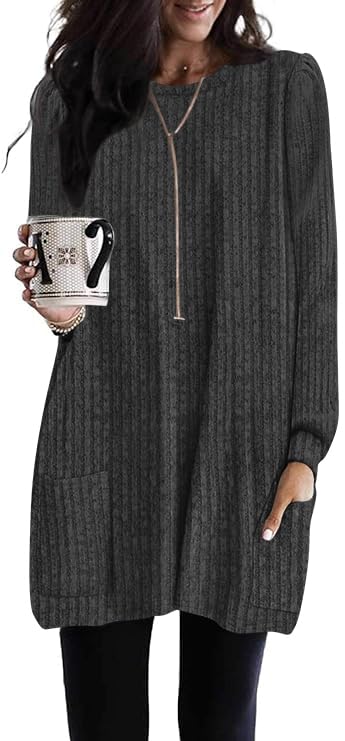 Poetsky Plus Size Women Puff Sleeve Pullover Dress...