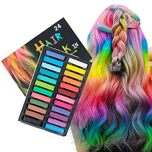 Hair Chalk 24 Colors Hair Chalk for Kids Girl Toys Girls Chalk for Hair Assecories for Girls Temporary Hair Color for Kids Young Teen Girl Gifts for Party Birthday Christmas Hair Chalk Pens Gift for Girls Age 6 7 8 9 10 Years Old