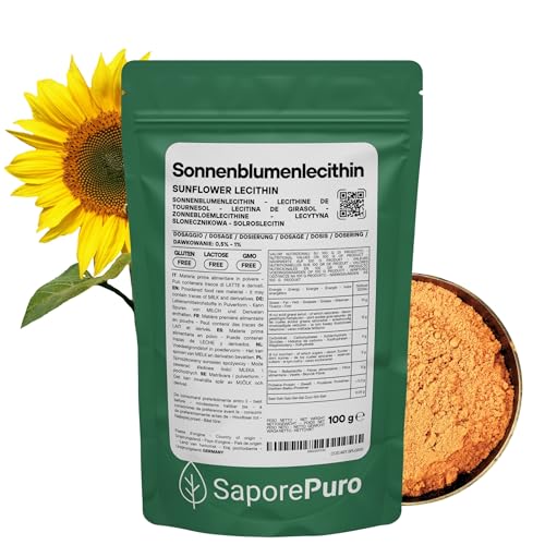 SaporePuro Sonnenblumenlecithin Pulver 100 g Natürliches Emulgiermittel GLUTENFREI