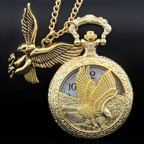 Image of Tiong Pocket Watch Pattern Vintage Quartz Pocket Watches with Chain Christmas Graduation Birthday Gifts Fathers Day