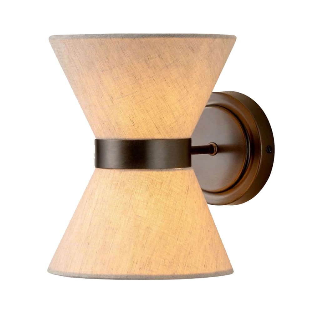 RXPVUXE Modern Retro Wall Sconce Light Fixture with Hour-glass Shape Linen Fabric Shade, Rustic Black Wall Lamp Wabi Sabi Art Wall Sconces G9 Japanese-style Home Decor Lighting Fixture for Bedroom