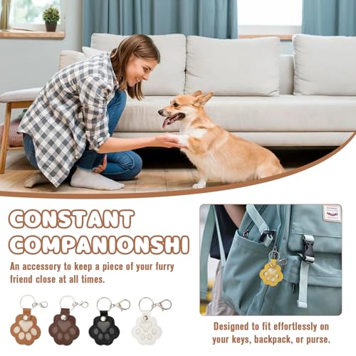 Zovator 4 Stück Schlüsselanhänger Katze Hund für Tierhaare Erinnerung, Leder Pfote Keychain, Tragbare Pet Haar Memorial Andenken Keychain Schlüsselring Für Haustier Gedenk
