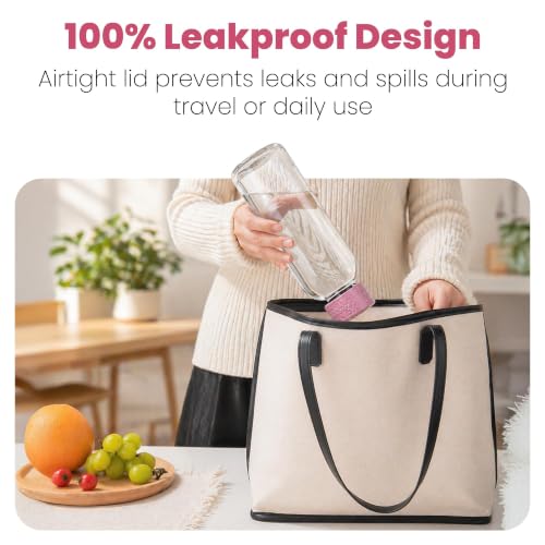 Image of Rioware Glass Water Bottle 1 Litre | Airtight lid | Leak Proof | Silicon Cap | Fridge Water Bottles for Home, Office & Gym (1 Ltr- Pack Of 4, Pink)