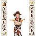 West Cowboy Yee Haw Garland Party Decoration Set Cowboy Porch Sign Welcome Cowboy Banner Hanging Decoration for Indoor/Outdoor Western Cowboy Decoration Party Decorations (Natural)