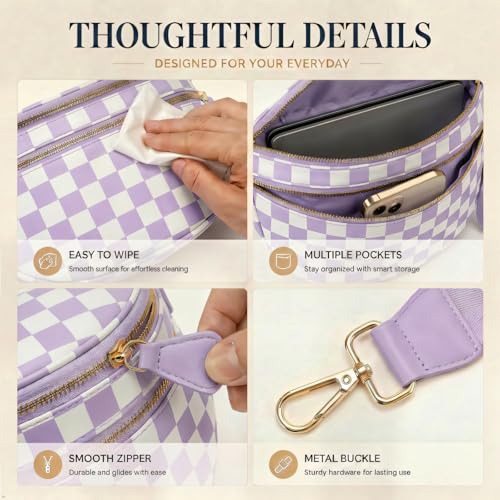 Image of Womens Crossbody Bag, Spacious Nylon Bum Bag Trendy Shoulder Purse with Adjustable Strap Zipped Travel Essentials