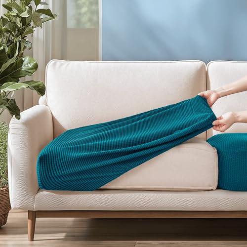 Image of CHUN YI 2PC Stretch Couch Cushion Covers, Sofa Seat Slipcovers Suitable for Armchair Loveseat Sofa with Spandex Jacquard Fabric(2pc,Teal)