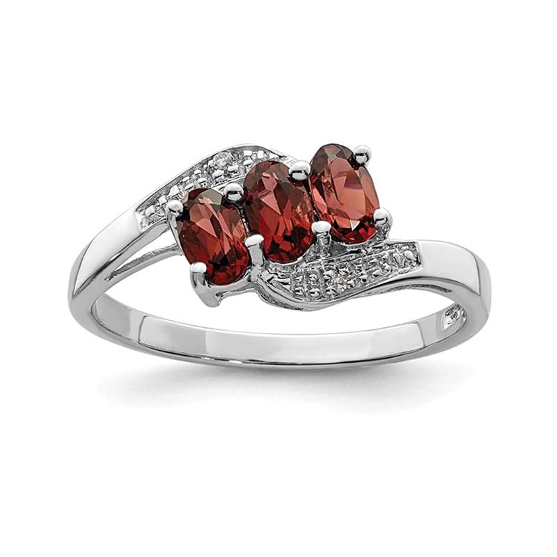 Bague de fiançailles en argent sterling 925 massif grenat de janvier avec pierres précieuses rouges