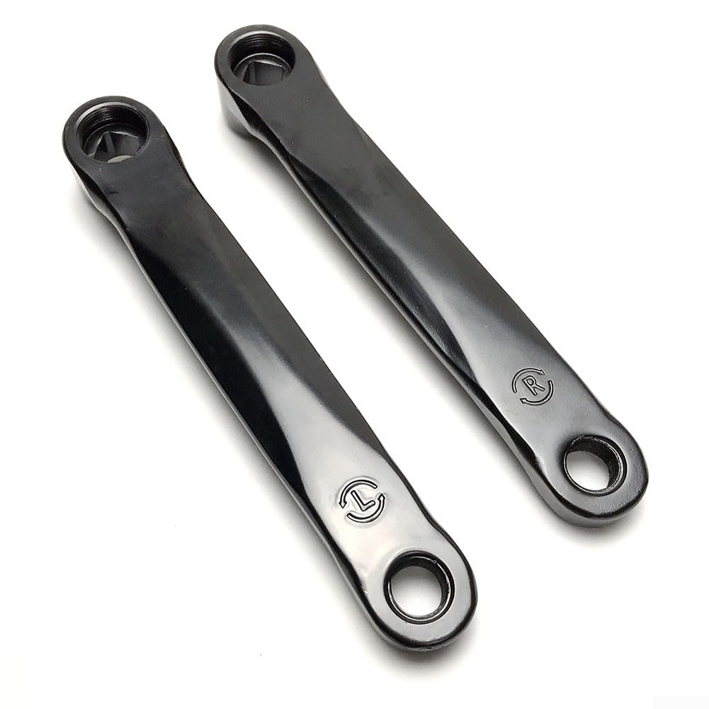 ZUZZEE Exercise Bike Crank Arm – 170mm Center Distance, Iron, Black, for M14 Thread Pedals, Rhombic Hole(Left and Right Kit)