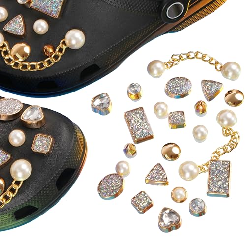 Heveer Skotillbehör 26 stycken glänsande skoberlocker skospänne skor dekoration för träskor sandaler flickor och kvinnor, S, plast + strass, plast + strass