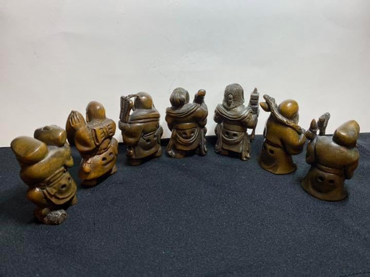 根付 柘植 七福神黄楊繊細彫刻