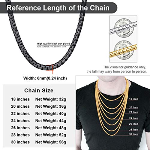 Mens Necklace Chain Black 24Inch 6Mm Chunky Heavy Collar #TOP4