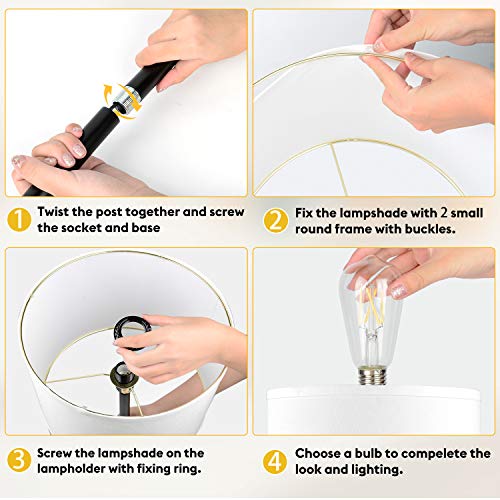 image for TOBUSA LED Floor Lamp Simple Design, Modern Standing Lamp with Shade,T