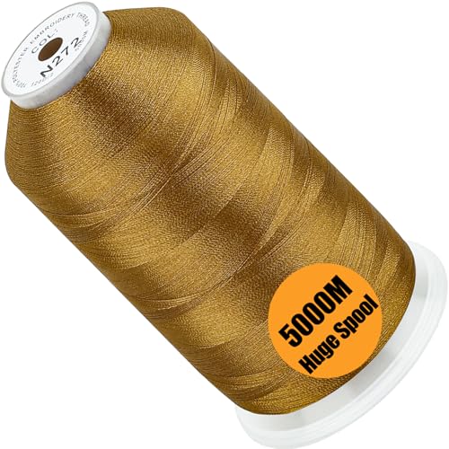 Image of New brothread - Single Huge Spool 5000M Each Polyester Embroidery Machine Thread 40WT for Commercial and Domestic Machines - Old Gold(Janome Color)