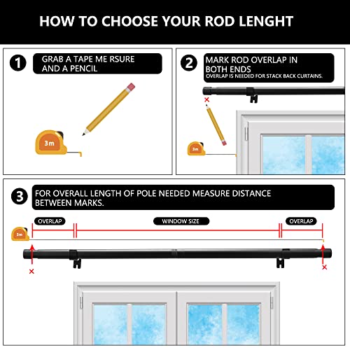 Uiosanrt Drapery Window Curtain Rods-1 Inch Adjustable Heavy Duty Curtain Rod With Brackets. 66 To 120 Inch,Black (66-124) #TOP6