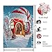Funnytree 5x7ft Christmas Candy Cup House Photography Backdrop Snow Pine Tree Red and White Stripes Background Children Newborn Baby Portrait Photo Studio Photobooth Props