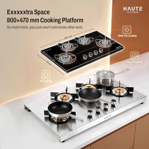 Image of Haute Evoque series 3.0 4Burner Manual Stove | 2MM Stainless Steel | ISI Certified |Door Step Service |10 - Year warranty by Haute Home