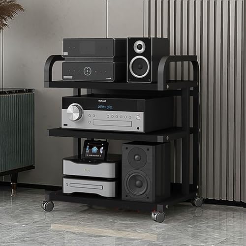 Soporte estéreo de 5 niveles con ruedas para mueble multimedia y torre de audio
