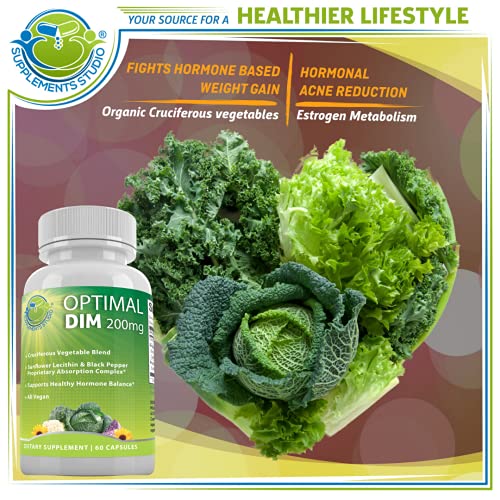 Optimal Dim (Diindolylmethane) Plus Supplement 200Mg For Hormonal And Estrogen Balance + Vegan Multivitamin Plus For Men & Women (No Iron) For Optimum Nutrition With Complete Multi System Support #TOP1