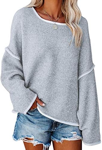SALENT Women's Casual Oversized Sweaters Loose Soft Chunky Knit Long Batwing Sleeve Pullover Sweater Outfit Sweatshirts Tops