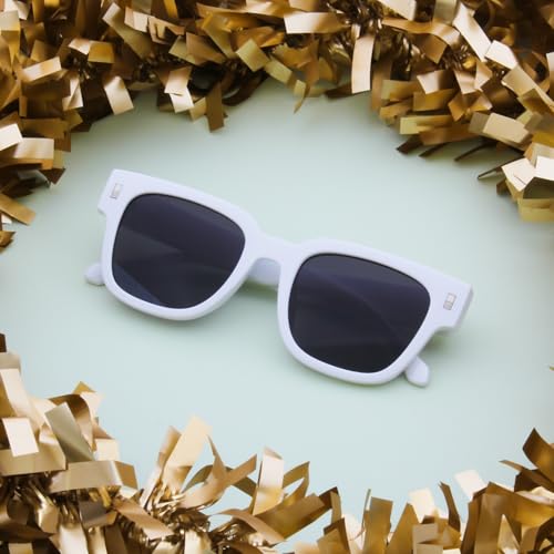 Image of Ted Smith Men's Women's UV Protection Grey Lens White Square Sunglasses