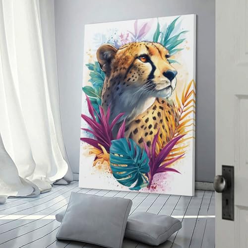 Impression sur toile guépard gris œuvre murale premium salon 40x60cm