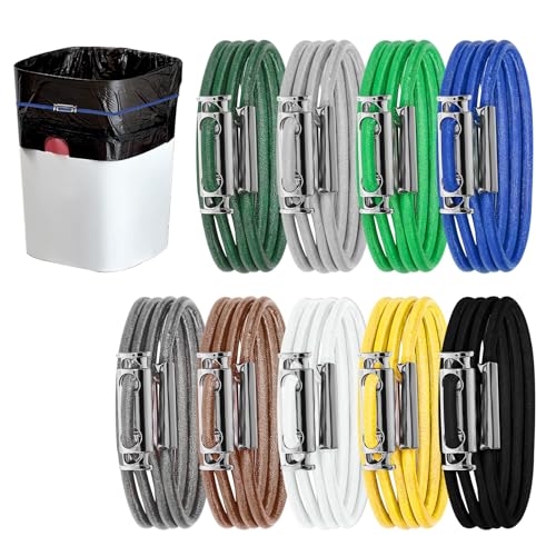 ZEYIYER 9Pcs Large Elastic Bands, Colorful Trash Can Band for Home Office, Adjustable Kitchen Garbage Can Bag Bands to Hold Bags in Place (Max 60in)