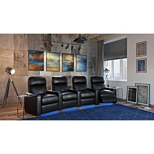 Octane Turbo Xl700 4 Seater Curved Bonded Leather Home Theater Seating #TOP3