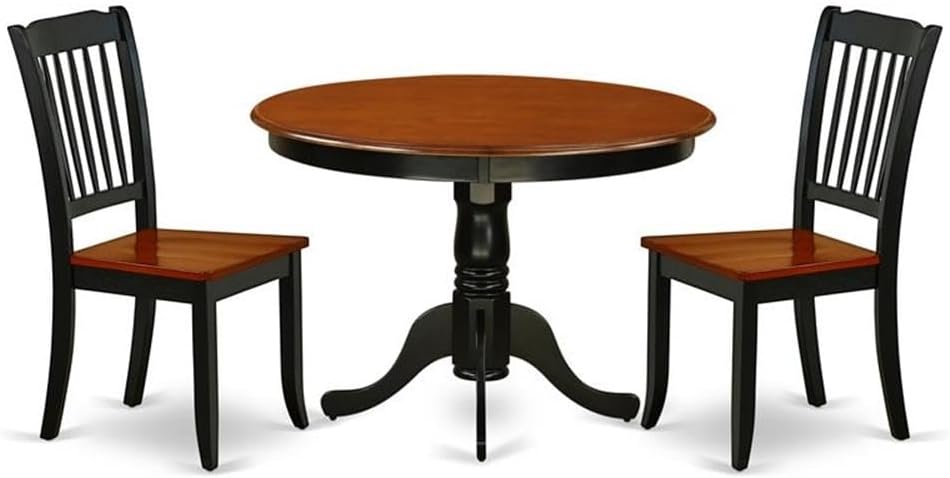 East West Furniture HLDA5-MAH-C 5 Piece Kitchen Table Set for 4 Includes a Round Dining Room Table with Pedestal and 4 Linen Fabric Upholstered Dining Chairs, 42x42 Inch, Mahogany