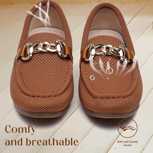 Image of ABEJOJO Women's Loafer Shoes, Comfortable Slip on Casual Flat Penny Shoes for Walking, Driving, Dressy