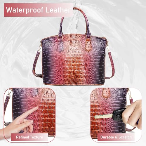 Image of Makcr Joacbv Women Purse Satchel Bag Long Crossbody Classy Tote Bag Top Handle Vegan Leather Ladies Handbags Embossed Pattern