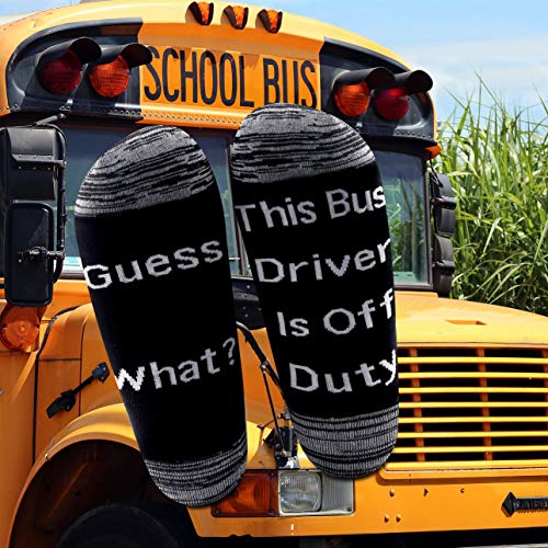 LEVLO Funny School Bus Driver Gift Guess What This Bus Driver Is Off Duty Cotton Socks Off Duty Socks4