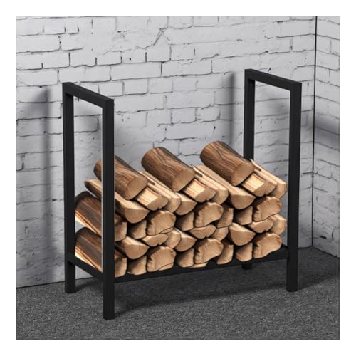 Soporte de metal para leña para almacenamiento de chimenea en interiores y exteriores, cobertizo de madera de hierro forjado para jardines y terrazas