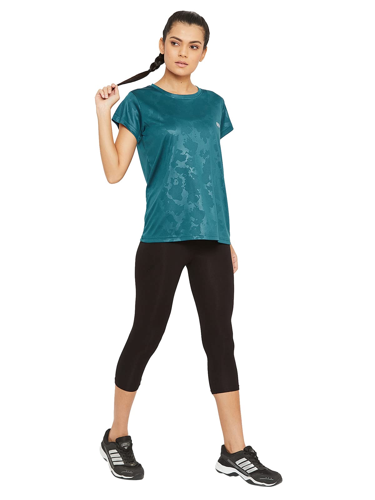 CloviaWomen's Polyester Activewear Short Sleeve Sports T-Shirt