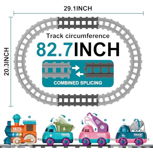 train set for toddlers magnetic train toys for toddlers 3 4pcs trucks toy train for boys and girls birthday christmas toy gifts for 3 4 5 6 7 8 years old