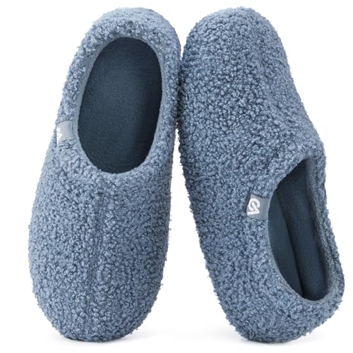 VeraCosy Damen Memory Foam Filz Hausschuhe Geschlossener Ferse Pantoffeln Mit Polarvlies-Futter, 38/39 EU, Blau VeraCosy Damen Memory Foam Filz Hausschuhe Geschlossener Ferse Pantoffeln Mit Polarvlies-Futter, 38/39 EU, Blau