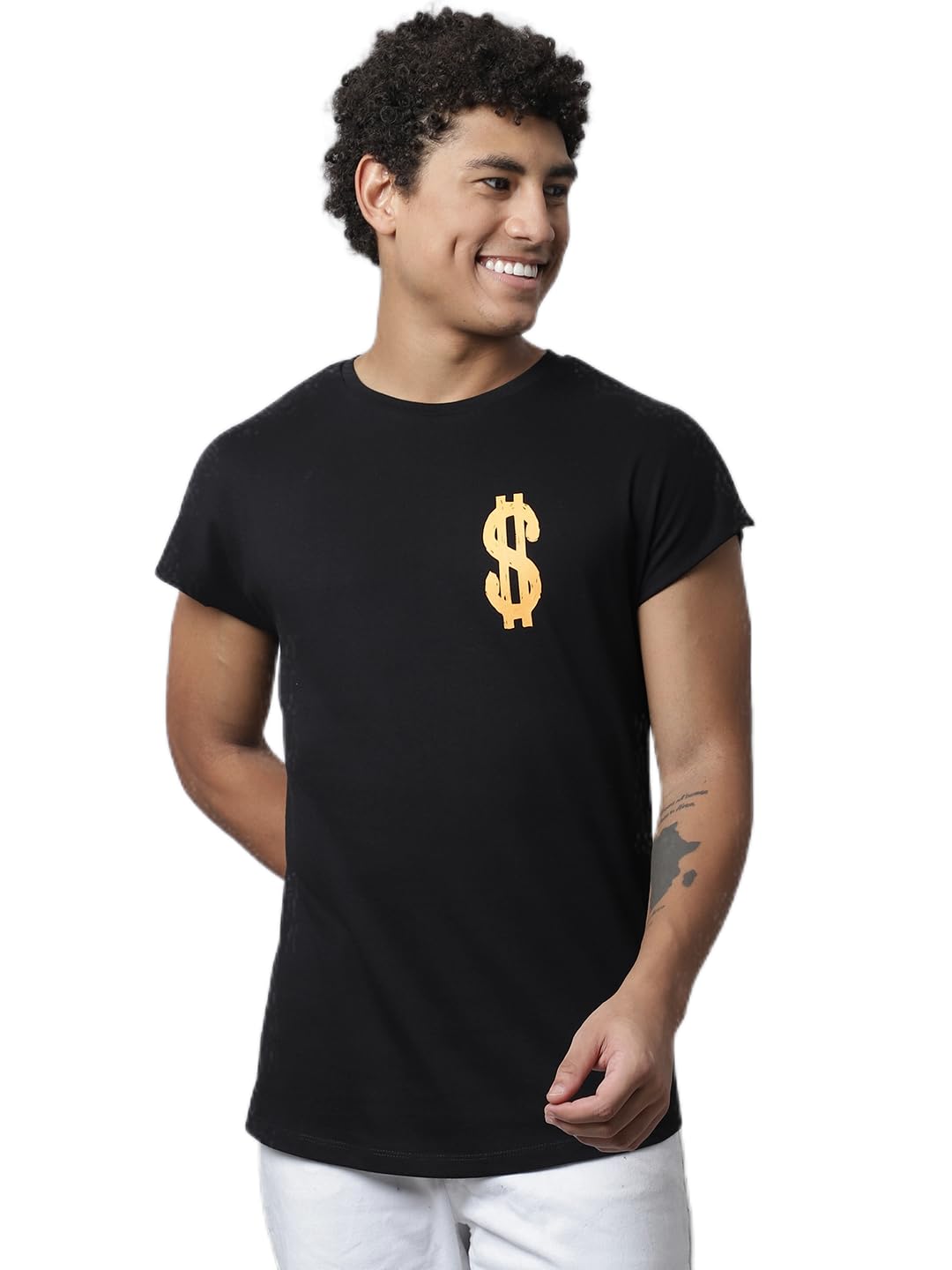 door74 White Printed Solid Cap Sleeve T-Shirt-picture-41