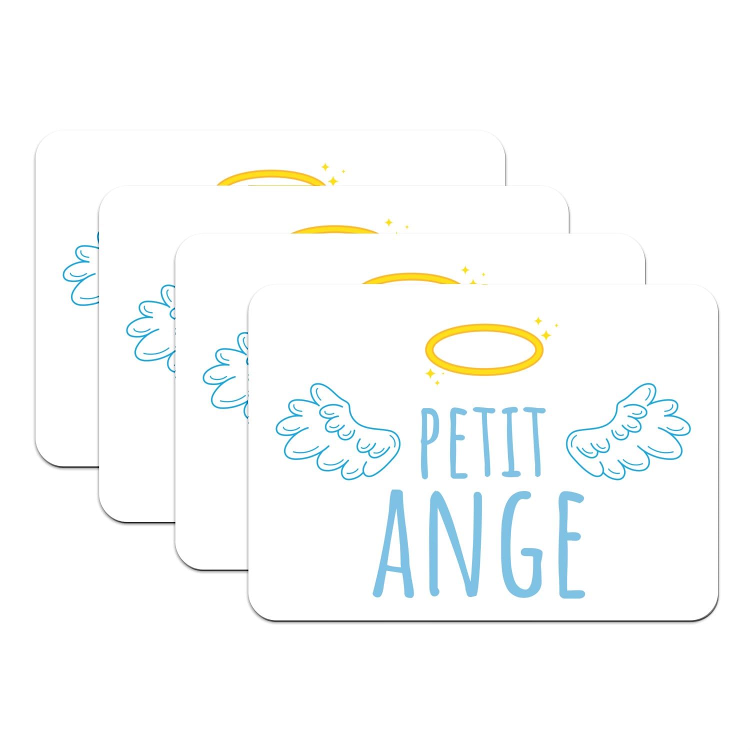 Petit ange mignon sur set de table en caoutchouc : lot de 4 grands modèles pour s'émerveiller