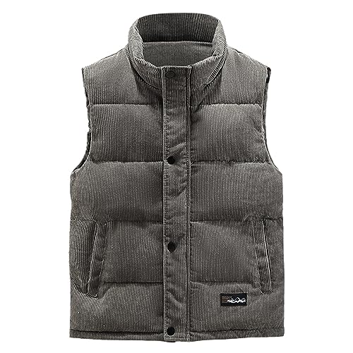 Gilet matelassé en velours côtelé homme veste sans manches chaude col montant
