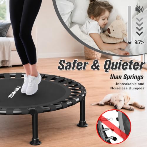 Image of ZCMHAXJ Foldable Mini Trampoline, 36 inch /40 inch /48 inch Rebounder Trampoline for Adults & Kids, 440lbs Capacity Indoor Fitness Workout Exercise Equipment