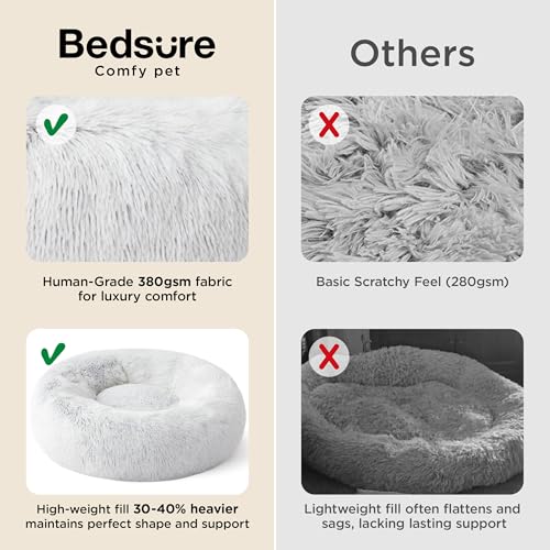 Image of Bedsure Calming Dog Bed for Extra Large Dogs - Donut Washable Large Pet Bed, 45 inches Anti-Slip Round Fluffy Plush Faux Fur Dog Bed, Fits up to 120 lbs Pets, Frost Grey