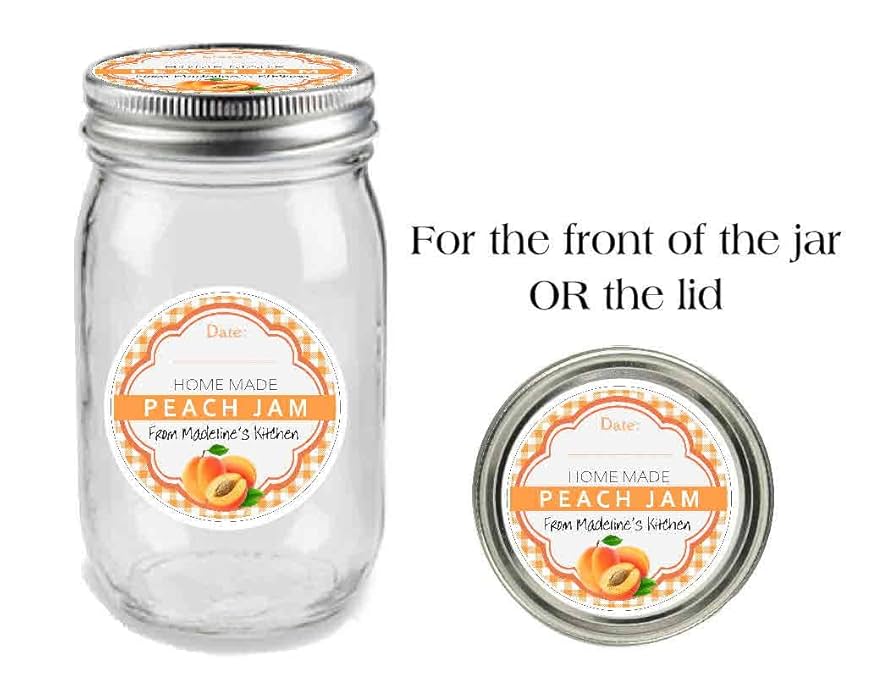 amazon-com-personalized-peach-jam-canning-labels-for-mason-jars-canning-etc for Free Printable Peach Jam Labels Amazon.com: PERSONALIZED PEACH JAM CANNING LABELS for mason jars, canning, etc : 手工製作產品 for Free Printable Peach Jam Labels