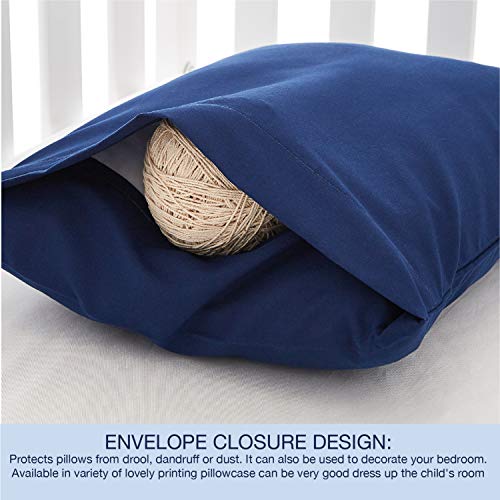 Image of EXQ Home Toddler Pillowcases 13x18 Travel Pillow Case Set of 2, Small Pillow Case Fits Baby Pillow Sized 12x16, 13x18, Kids Pillowcases 2 Pack Machine Washable with Envelope Closure(Navy)